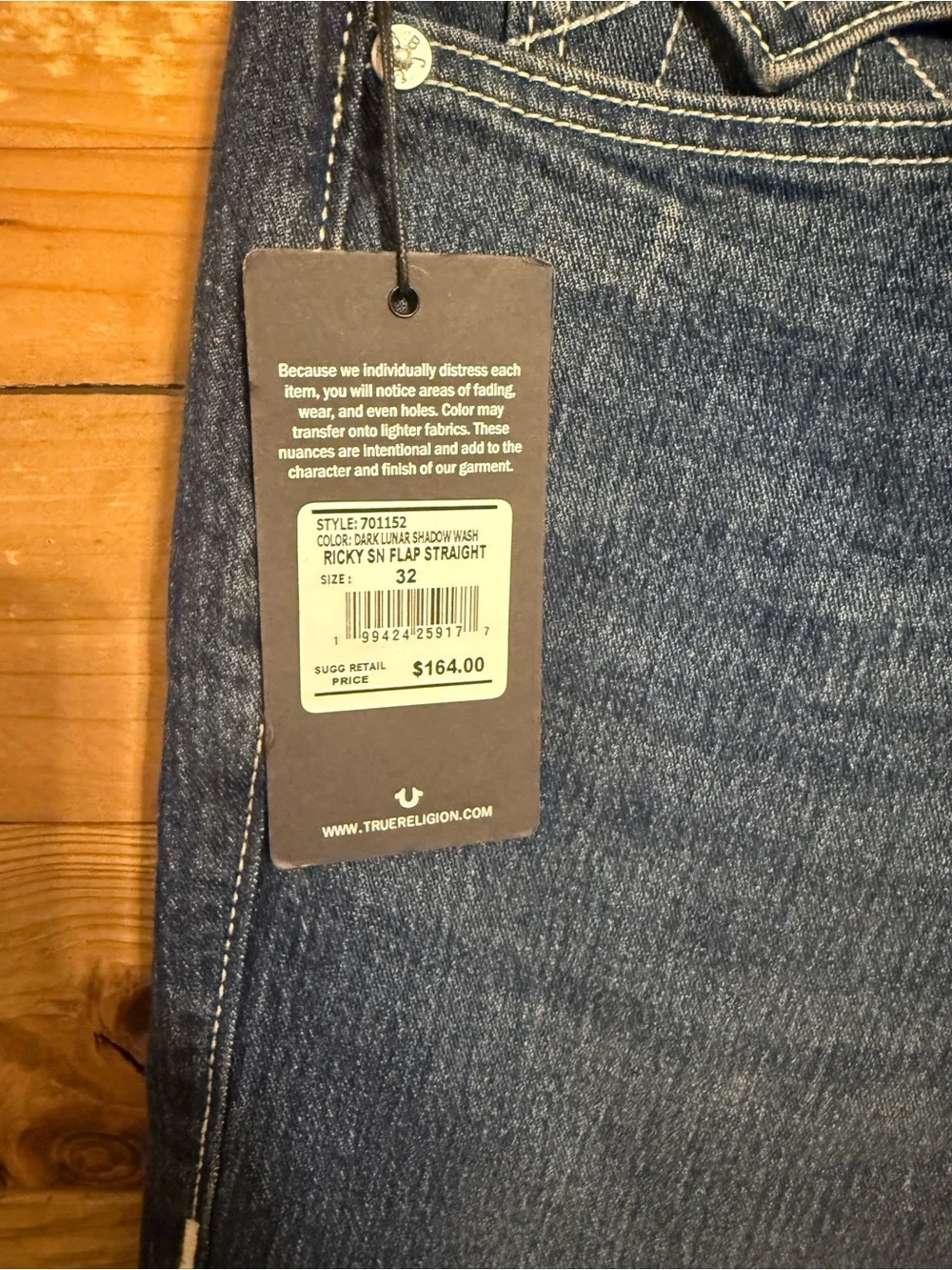 True Religion Men’s Slim Straight Jeans in Dark Blue